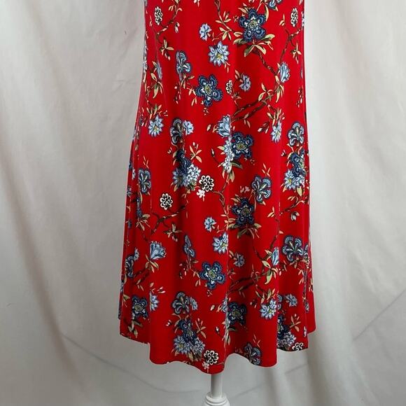 LOFT Red Floral Print Casual Vacation Cruise Shift Dress NWOT Size SP - Picture 8 of 13